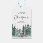 Kerstgroen Waterverf Dennenbos Vakantie Cadeaulabel (Voorkant)