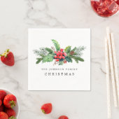 Kerstgroen Waterverfboeket Servet (Insitu)