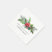 Kerstgroen Waterverfboeket Servet (Hoek)