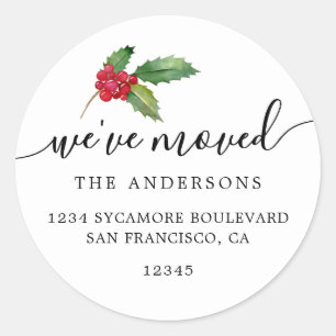 Kerstgroen We hebben nieuw adreslabel verplaatst Ronde Sticker