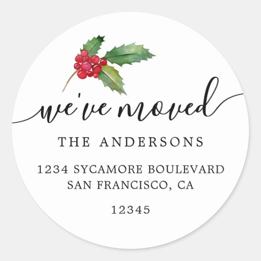 Kerstgroen We hebben nieuw adreslabel verplaatst Ronde Sticker (Voorkant)