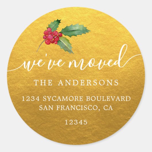 Kerstgroen Wij Zijn Verhuisd Nieuw Adres etiket (Voorkant)