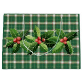 Kerstgroen wit geruit grote cadeautas (Voorkant)