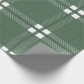 Kerstgroen wit geruit ruitjespatroon cadeaupapier (Hoek)