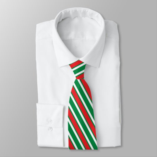 Kerstgroen Wit Rood Strepen Stropdas (Gebonden)