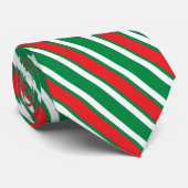 Kerstgroen Wit Rood Strepen Stropdas (Opgerold)