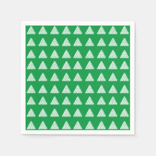 Kerstgroen wit sneeuw Stars Trees papier Servet