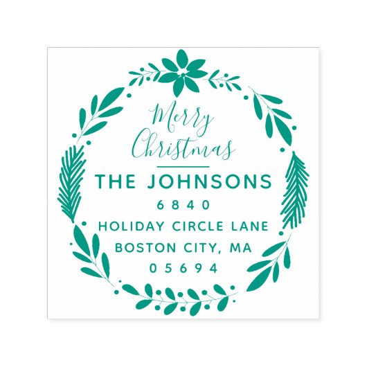 kerstgroen Wreath Return-adres Zelfinktende Stempel (Design)