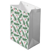 Kerstgroenbessen Ambachtelijk Modern Vakantie Medium Cadeauzakje (Voorkant Gekanteld)
