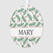 Kerstgroenblijvende Bessen NAAM Modern Kerstfeest Ornament (voorkant)