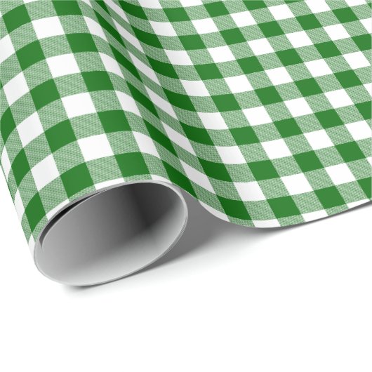 Kerstgroenboek Gingham Gingham Wrapping Paper Cadeaupapier (Rol Hoek)