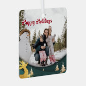 Kerstgroene aangepaste kerstfoto 2 zijdelings metalen ornament (Voorkant Rechts)