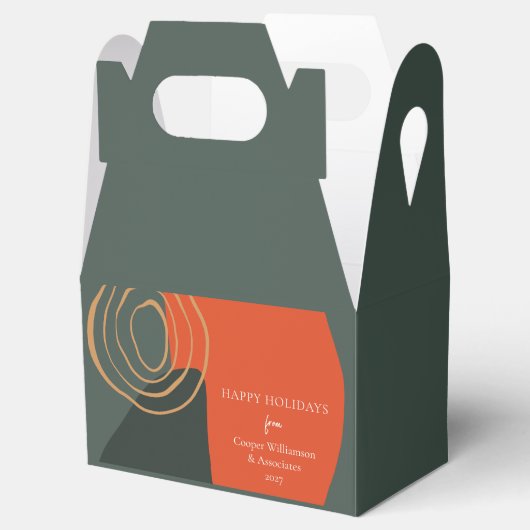 Kerstgroene Abstracte Aangepaste Bedrijfsnaam Bedankdoosjes (Geopend)