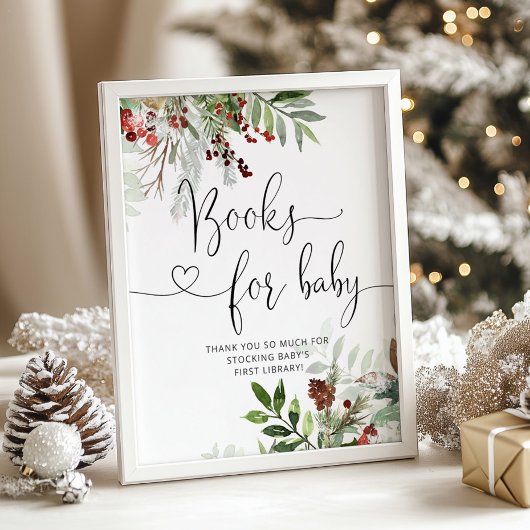 Kerstgroene baby showers Boeken voor baby Poster
