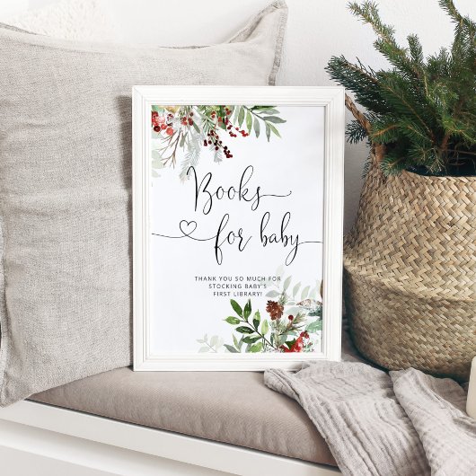Kerstgroene baby showers Boeken voor baby Poster