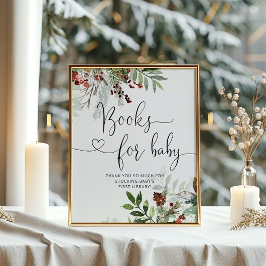 Kerstgroene baby showers Boeken voor baby Poster