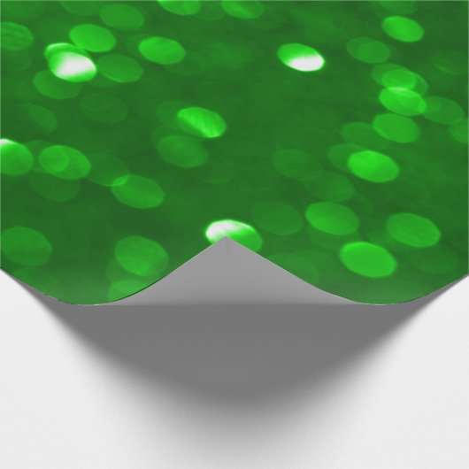 kerstgroene Bokeh Glitter Print Cadeaupapier (Hoek)