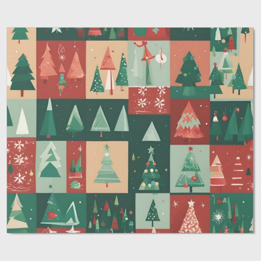 Kerstgroene bomen cadeaupapier (Vlak)
