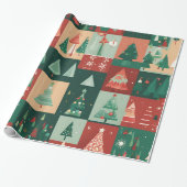 Kerstgroene bomen cadeaupapier (Uitgerold)