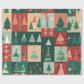 Kerstgroene bomen cadeaupapier (Vlak)