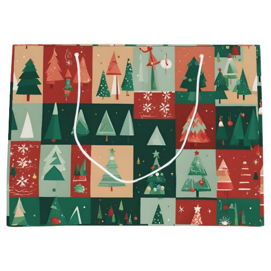Kerstgroene bomen groot cadeauzakje (Voorkant)