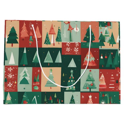Kerstgroene bomen groot cadeauzakje (Achterkant)
