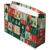 Kerstgroene bomen groot cadeauzakje (Achterkant Gekanteld)