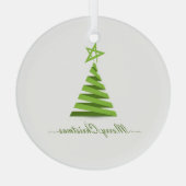 Kerstgroene boom minimalistisch ontwerp glas ornament (Achterkant)