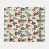 Kerstgroene Bourgondische Waterverf Boombomen Fleece Deken (Voorkant (Horizontaal))