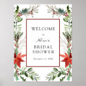 Kerstgroene Bruiloft Bridal Shower Welkomstbord Poster (Voorkant)