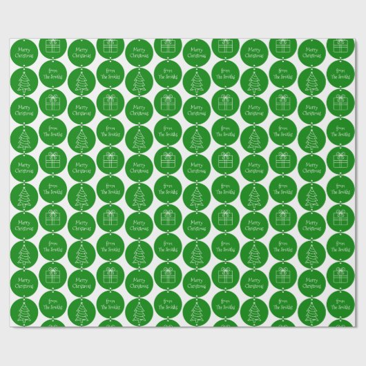 kerstgroene cirkels aangepaste naam cadeaupapier (Vlak)