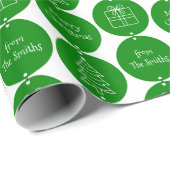 kerstgroene cirkels aangepaste naam cadeaupapier (Rol Hoek)