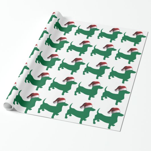 Kerstgroene Dachshund Cadeaupapier (Uitgerold)