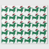 Kerstgroene Dachshund Cadeaupapier (Vlak)