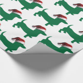 Kerstgroene Dachshund Cadeaupapier (Hoek)