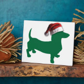 Kerstgroene Dachshund Fotoplaat (Zijkant)