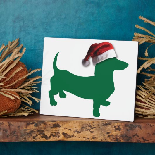Kerstgroene Dachshund Fotoplaat (Zijkant)