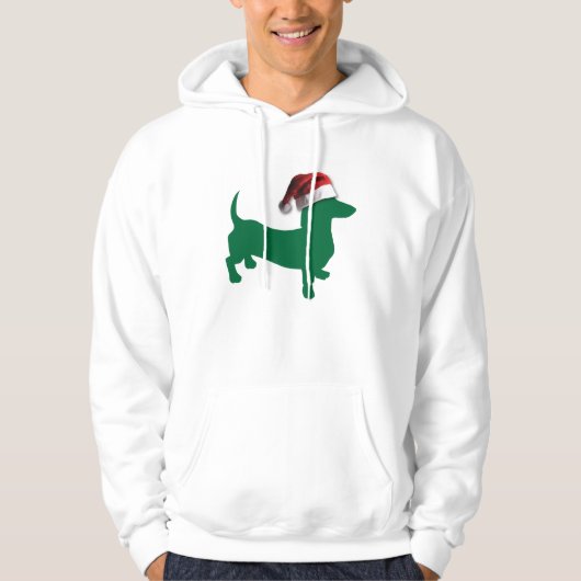 Kerstgroene Dachshund Hoodie (Voorkant)