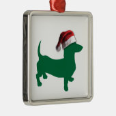 Kerstgroene Dachshund Metalen Ornament (Rechts)