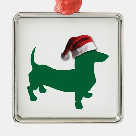 Kerstgroene Dachshund Metalen Ornament (Voorkant)