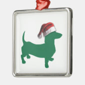 Kerstgroene Dachshund Metalen Ornament (Links)