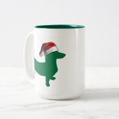 Kerstgroene Dachshund Tweekleurige Koffiemok (Voorkant links)