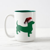 Kerstgroene Dachshund Tweekleurige Koffiemok (Links)