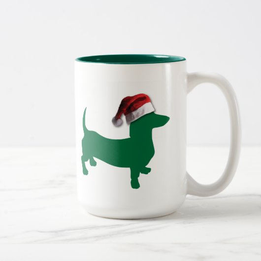 Kerstgroene Dachshund Tweekleurige Koffiemok (Rechts)