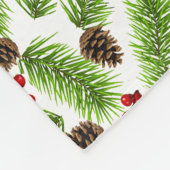 Kerstgroene dennenbladeren, kegels & rode bessen fleece deken (Hoek)