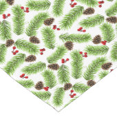 Kerstgroene dennenbladeren, kegels & rode bessen korte tafelloper (Hoek)