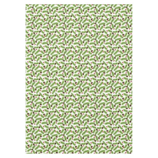 Kerstgroene dennenbladeren, kegels & rode bessen tafelkleed (Voorkant)