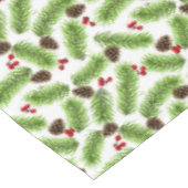 Kerstgroene dennenbladeren, kegels & rode bessen tafelkleed (Gekanteld)
