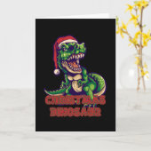 Kerstgroene Dinosaur | Ontwerp van Dinosaur Kaart (Gele Bloem)