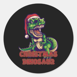 Kerstgroene Dinosaur   Ontwerp van Dinosaur Ronde Sticker